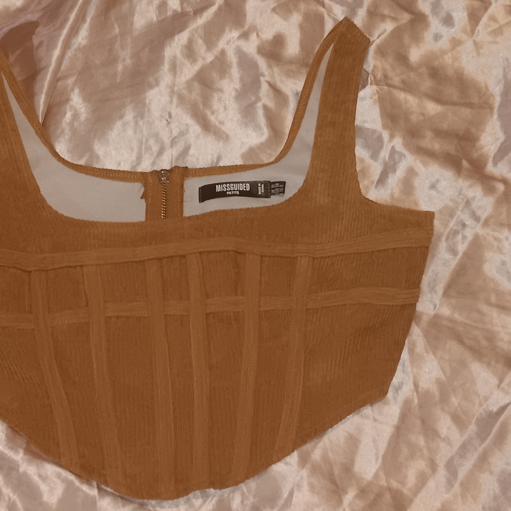 Missguided Brown Fitted Sleeveless Corset Top
